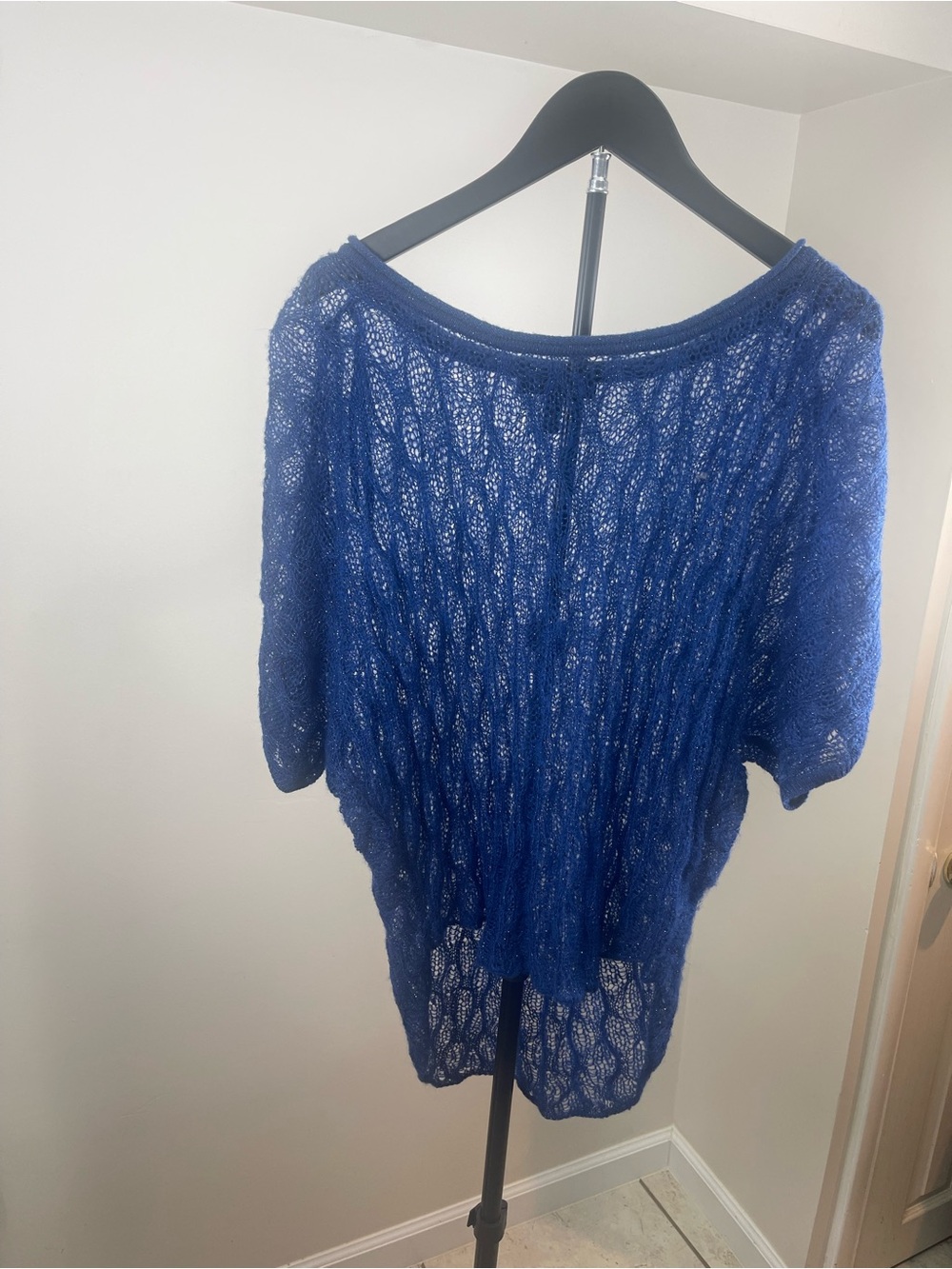 Jessica Simpson Royal Blue Sheer Open-Knit Sweater